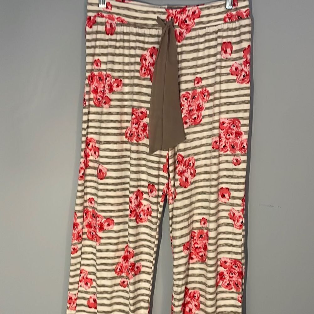 Floral Pajama Pants Medium Stripped
